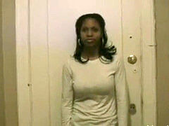 black ebony grudgingly Showing Big Tits and Suck White Dick