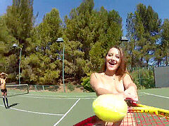 sans bra tennis with Dani Daniels & Cherie DeVille
