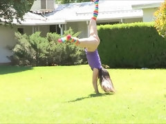 ダンス, エクストリーム, ヒール, マッサージ, オーガズム, 公共, 一人, スカートのぞき