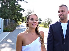 HUNT4K. Man cant resist jerking off with his slim girlfriend getting drilled