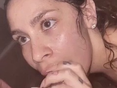 Amateur, Grosse bite, Noire, Sucer une bite, Noir ébène, Interracial, Sauna, Épouse