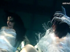 Siskina and Polcharova are underwater gymnasts