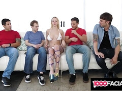 Grote kont, Grote mammen, Blond, Sperma in gezicht, Fetisj, Groepseks, Handbeurt, Hd