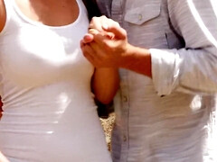 デカパイ, 黒人, フェラチオ, ヒール, ジーンズ, 自然山雀, ピアス, のぞき