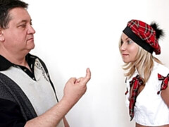 Small-tit chick Candy is getting penetrated by an old man