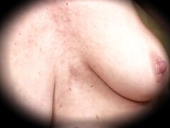 Enthousiasteling, Vrouw, Omie, Harig, Natuurlijk, Orgasme, Alleen, Tieten likken