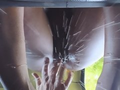 美女, 黒人, 車, ディルド, Hd, 異人種間, 放尿