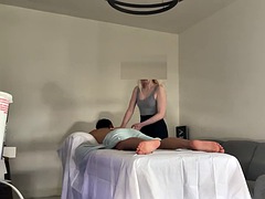 Aziatisch, Lieveling, Grote lul, Blond, Pijpbeurt, Flashing, Masseren, Tiener