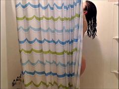 Chica, Tetas grandes, Gordita, Ducha, Tetas