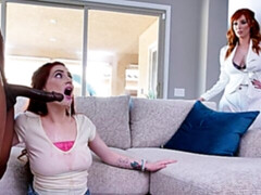 黒人, バック, 女 人男 人, ハードコア, 異人種間, 淫乱熟女, 赤毛, 三人