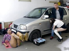 デカパイ, ブロンド, フェラチオ, ハンガリー人, なめる, オナニー, オマンコ, 三人