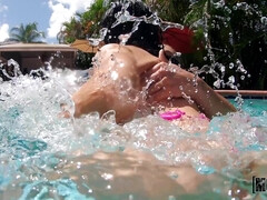 Lesbian Bikini Squirters Outdoors in the Pool Abella Danger, Payton Preslee
