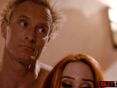 Perverted stepson joined rough loud sex