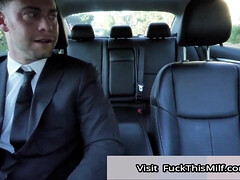 Bianca Burke gives a POV blowjob & gets pounded in doggy style by the driver