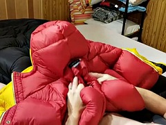 Humping Overfilled Nautica Down Puffer Jacket Until Cum