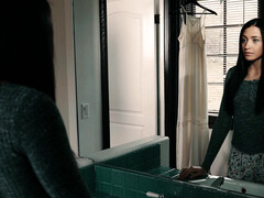 Nana, Brunette brune, Couple, Tir de sperme, Faciale, Embrassement, Seins naturels