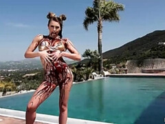 デカパイ, 黒人, フェラチオ, 茶髪の, 食べ物, Hd, 異人種間, オマンコ