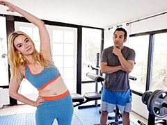 デカ尻, デカチン, ブロンド, フェラチオ, バック, ジム, 淫乱熟女