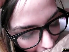 Любители, Член, Сперма на лице, Очки, Секс без цензуры, Домашнее видео, От первого лица, Школьница