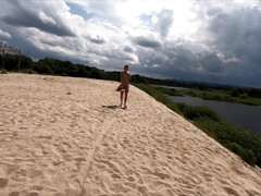 Leie, Strand, Frau, Flashen, Nackt, Nudist, Öffentlich, Russisch