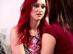 レズビアン, 淫乱熟女, オーガズム, 赤毛, 義母