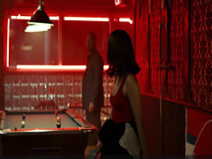 Zoey Deutch gets naughty in the billiards room while showing off her sexy curves in a sexy interracial video