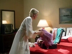 Retro brunette gets seduced by lesbian girlfriend before having classic threesome