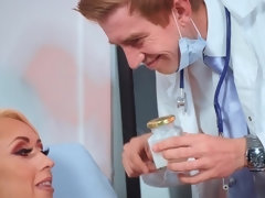 Christina Shine blows and rides doctor's cock for his healing cum