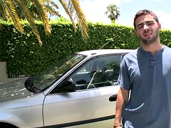 Hairy str8 stud tricked to fuck gays ass into van till cum