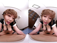 Cute Japanese Asian Maid With Glasses as cowgirl - POV VR hardcore