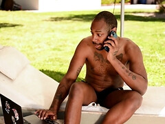 The pool boy ends up giving a blowjob to a stiff BBC