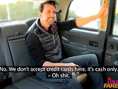 Fat cock stretches pussy in UK taxi