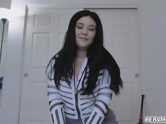 Megan wraps her luscious lips around Brothers dick