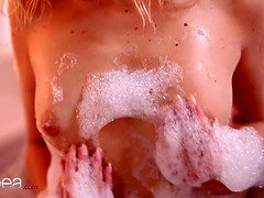 69, Tchèque, Lesbienne, Léchez, Orgasme, Chatte, Nénés, Mouillée
