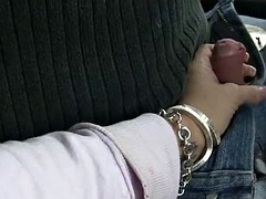 Enthousiasteling, Lieveling, Grote lul, Grote mammen, Pijpbeurt, Auto, Stel, Flashing