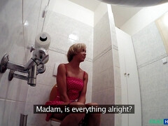 Salle de bains, Blonde, Éjaculation interne, Léchez, Bureau, Toilettes, Uniforme, Voyeur