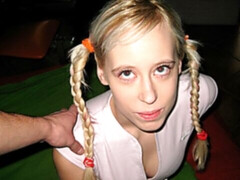 素人, デカパイ, ブロンド, フェラチオ, 軟体, パンティ, 小柄, ガリガリ