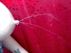美女, デカパイ, ブロンド, フェティッシュ, 授乳, 一人, オッパイの, ウェブカメラ