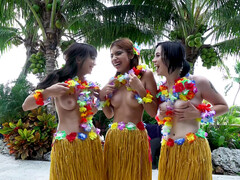 Hazel Heart and Remi Jones throw an intimate luau themed party
