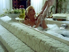 Retro rich man arranges a party with beautiful vintage young sluts