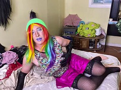 Leie, Grosser schwanz, Crossdresser, Spermaladung, Absätze, Lingerie, Masturbation, Solo