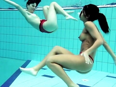 Nina Markova And Zlata Oduvanchik Swimming Naked In The Pool
