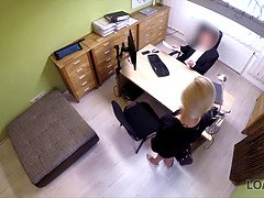 面接, 美人, ブロンド, フェラチオ, 巨乳な, Hd, お金, オマンコ