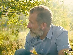 18 años, Tetona, Atrapados, Gafas, Al aire libre, Coño, Hijo, Adolescente