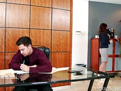 Caucasian Darla Crane fucking in the office with her tits