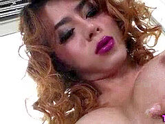 Asiatique, Tir de sperme, Jeunes transsexuelles thaïlandaises, Lingerie, Masturbation, Transsexuelle, Solo
