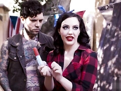 美人, デカチン, フェラチオ, 茶髪の, チン, グループ, ハードコア, 乳首