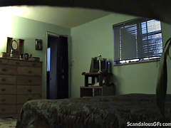 Mature milf shows off her fake tits and sucks the plumbers dick