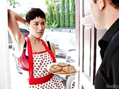 デカ尻, デカパイ, フェラチオ, 茶髪の, バック, ショートヘア, ガリガリ, ティーン