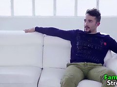 Step sisters compete for white cock in wild threesome with rough banging & dirty talk